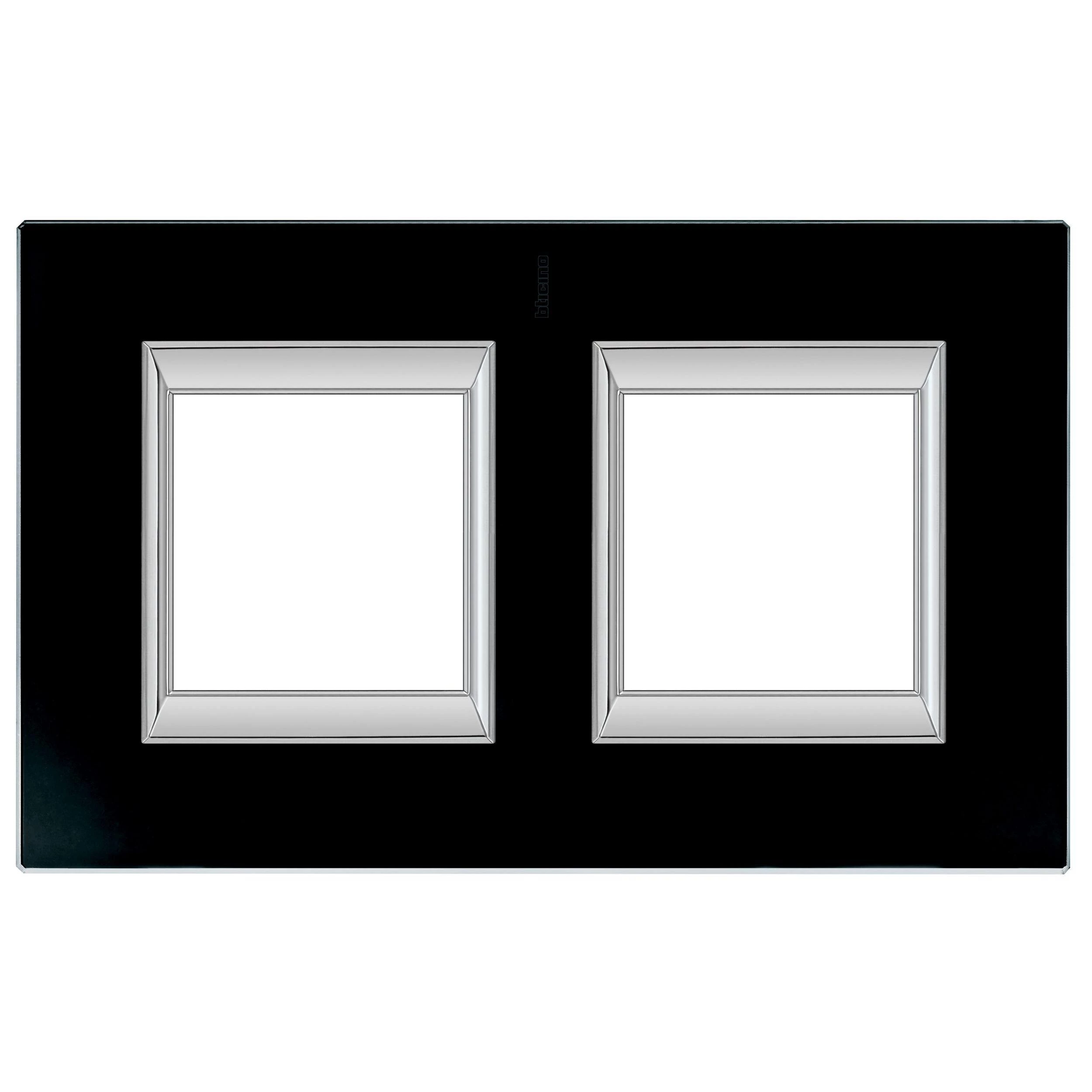  артикул HA4802/2VNN название Рамка двойная прямоугольная (вертикальная), цвет Стекло Черное, Axolute, Bticino